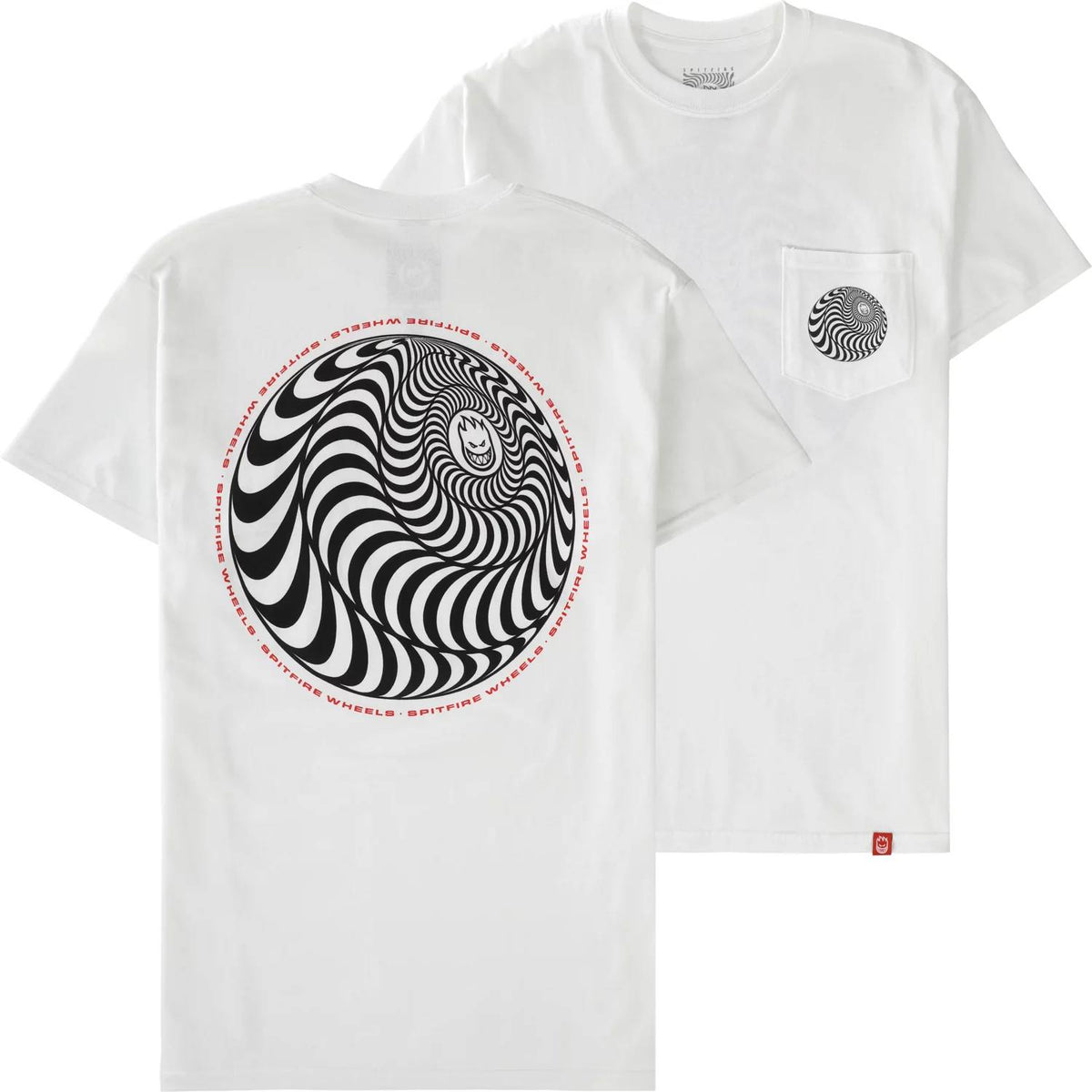 Spitfire Wheels Tee Pocket Skewed Classic Swirl White Skateboard T Shirt