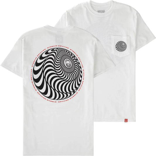 Spitfire Wheels Tee Pocket Skewed Classic Swirl White Skateboard T-Shirt