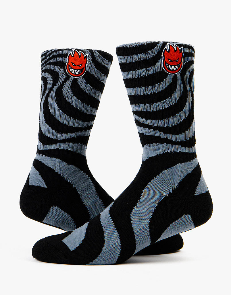 Spitfire Socks Bighead Fill Swirl Black/Charcoal/Red SIZE 7-11 Skateboard Sox