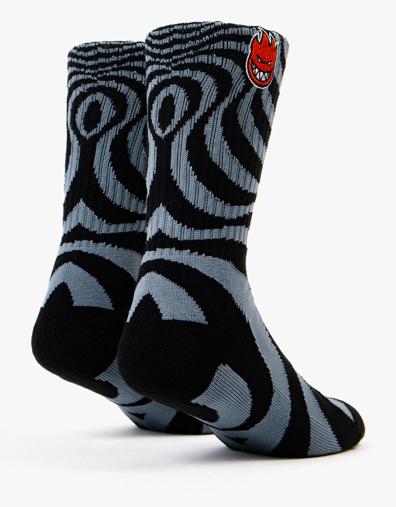 Spitfire Socks Bighead Fill Swirl Black/Charcoal/Red SIZE 7-11 Skateboard Sox