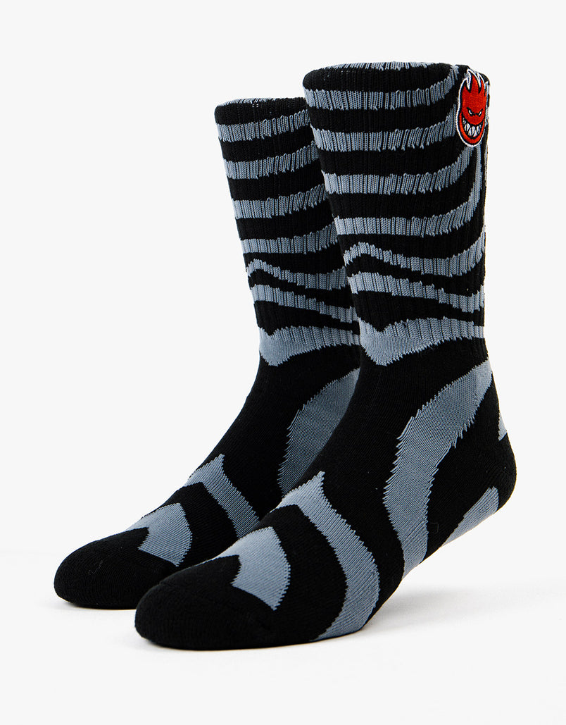 Spitfire Socks Bighead Fill Swirl Black/Charcoal/Red SIZE 7-11 Skateboard Sox