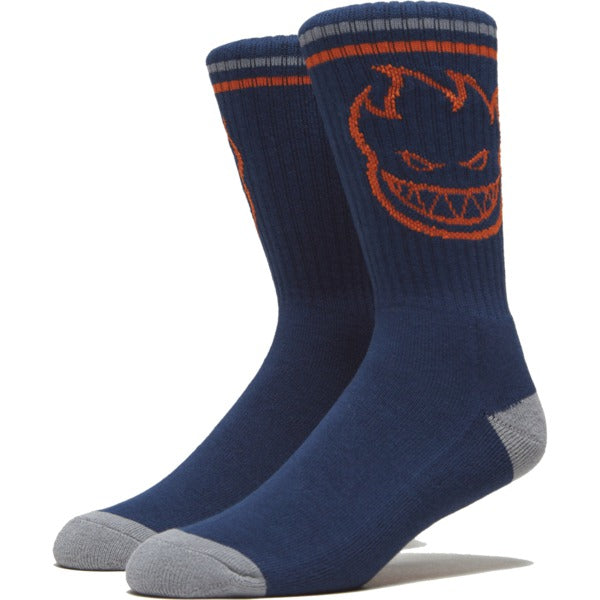 Spitfire Socks Bighead Navy Orange Grey Crew Size 7 11 Skateboard Sox