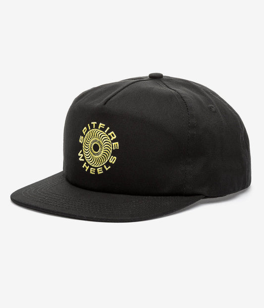 Spitfire Wheels Cap Classic 87 Swirl Black Yellow Snapback Skateboard Hat