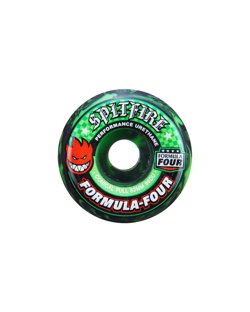 Spitfire Wheels Formula Four Conical Full Swirl Neon Green/Black 53mm 99d F4