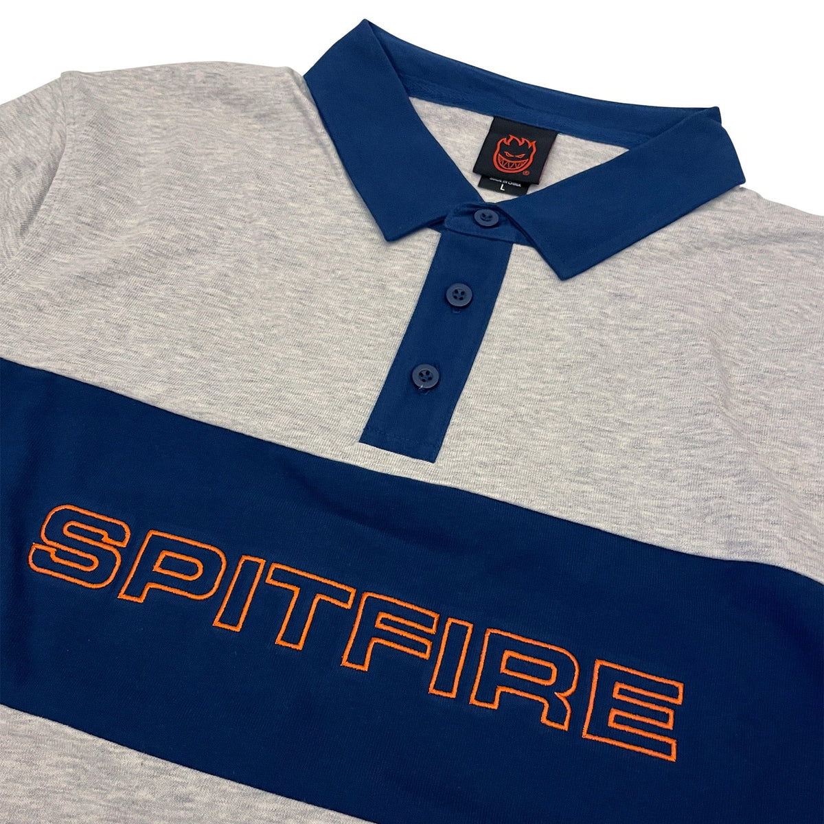 Spitfire Wheels L S Polo Rugby Geary Heather Navy Long Sleeve Skateboard T Shirt