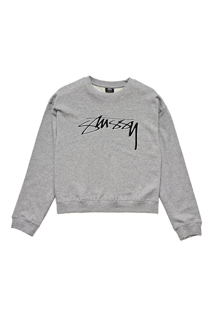 Stussy Womens Shadow Script 90'S Crew Jumper Grey Marle