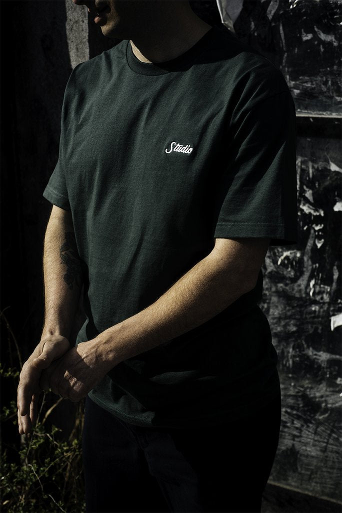 Studio Tee Small Script Forest Green Premium Skateboard T-Shirt
