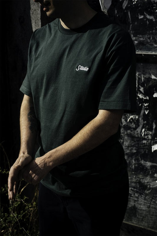Studio Tee Small Script Forest Green Premium Skateboard T-Shirt