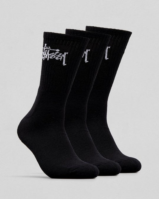 Stussy Socks Graffiti Black Crew 3 Pack OSFM