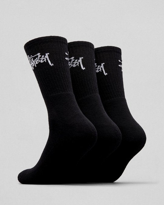 Stussy Socks Graffiti Black Crew 3 Pack OSFM