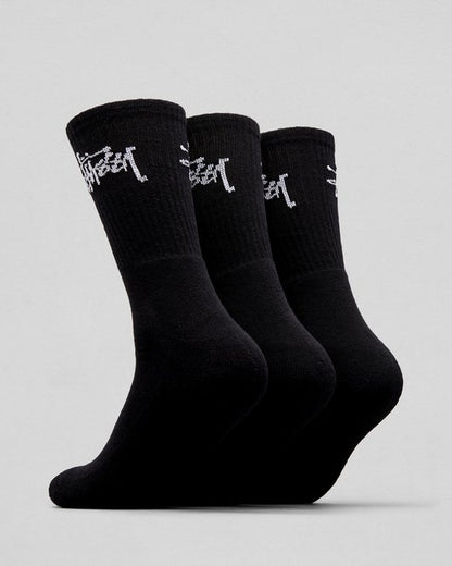 Stussy Socks Graffiti Black Crew 3 Pack OSFM