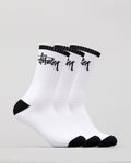 Stussy Socks Graffiti Crew White 3 Pack Size Osfm New Skateboard Sox