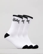 Stussy Socks Graffiti Crew White 3 Pack Size Osfm New Skateboard Sox