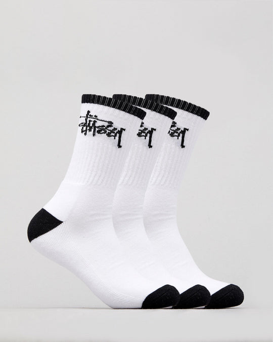 Stussy Socks GRAFFITI Crew WHITE 3 Pack Size OSFM New Skateboard Sox