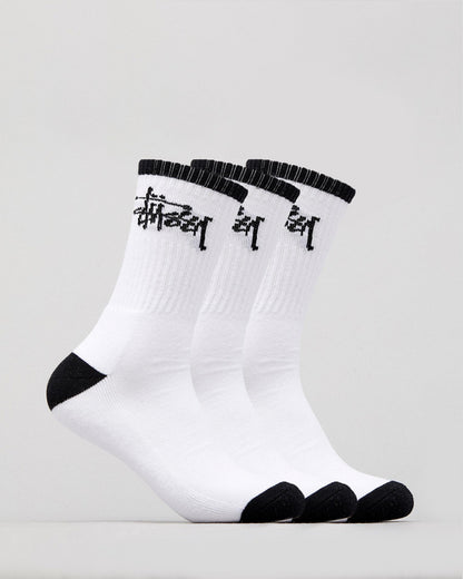 Stussy Socks GRAFFITI Crew WHITE 3 Pack Size OSFM New Skateboard Sox