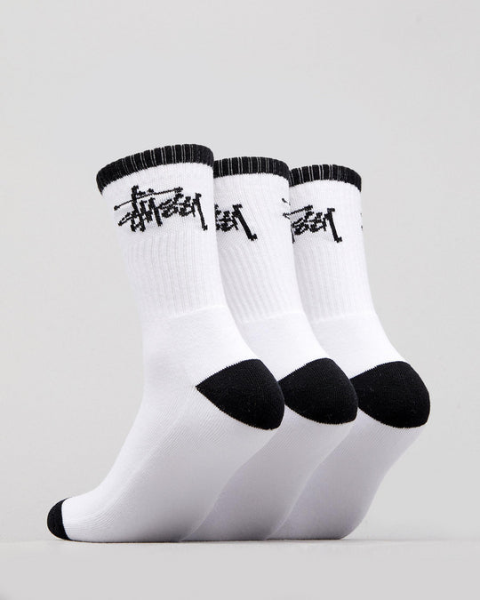 Stussy Socks GRAFFITI Crew WHITE 3 Pack Size OSFM New Skateboard Sox