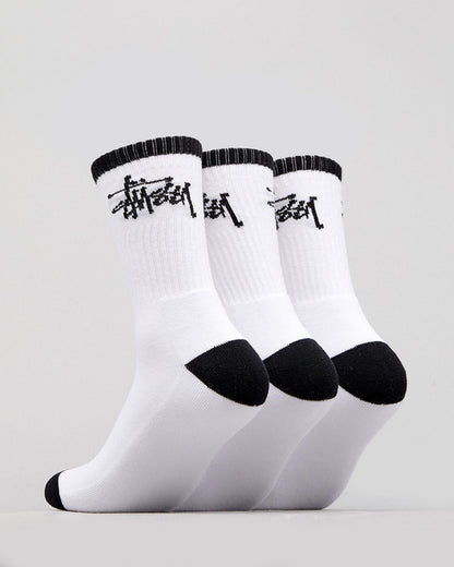 Stussy Socks GRAFFITI Crew WHITE 3 Pack Size OSFM New Skateboard Sox