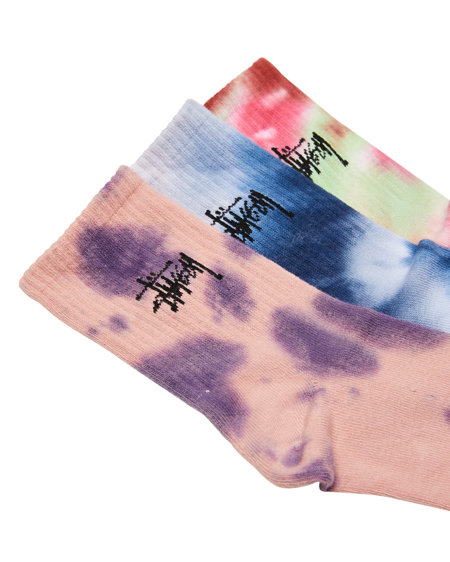 Stussy Socks STOCK Crew TIE DYE 3 Pack Size OSFM Skateboard Sox