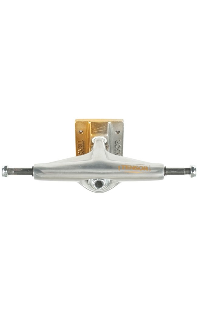 Tensor Skateboard Trucks Alum Stencil Mirror Raw/Gold Fade 5.5 Axles 8.25"
