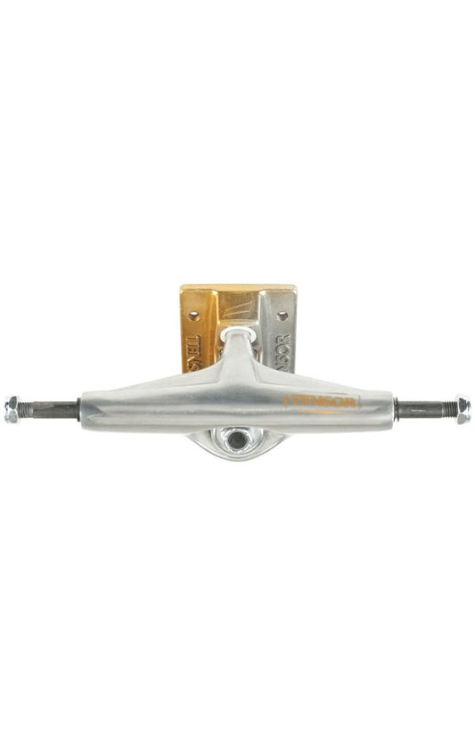 Tensor Skateboard Trucks Alum Stencil Mirror Raw/Gold Fade 5.5 Axles 8.25"