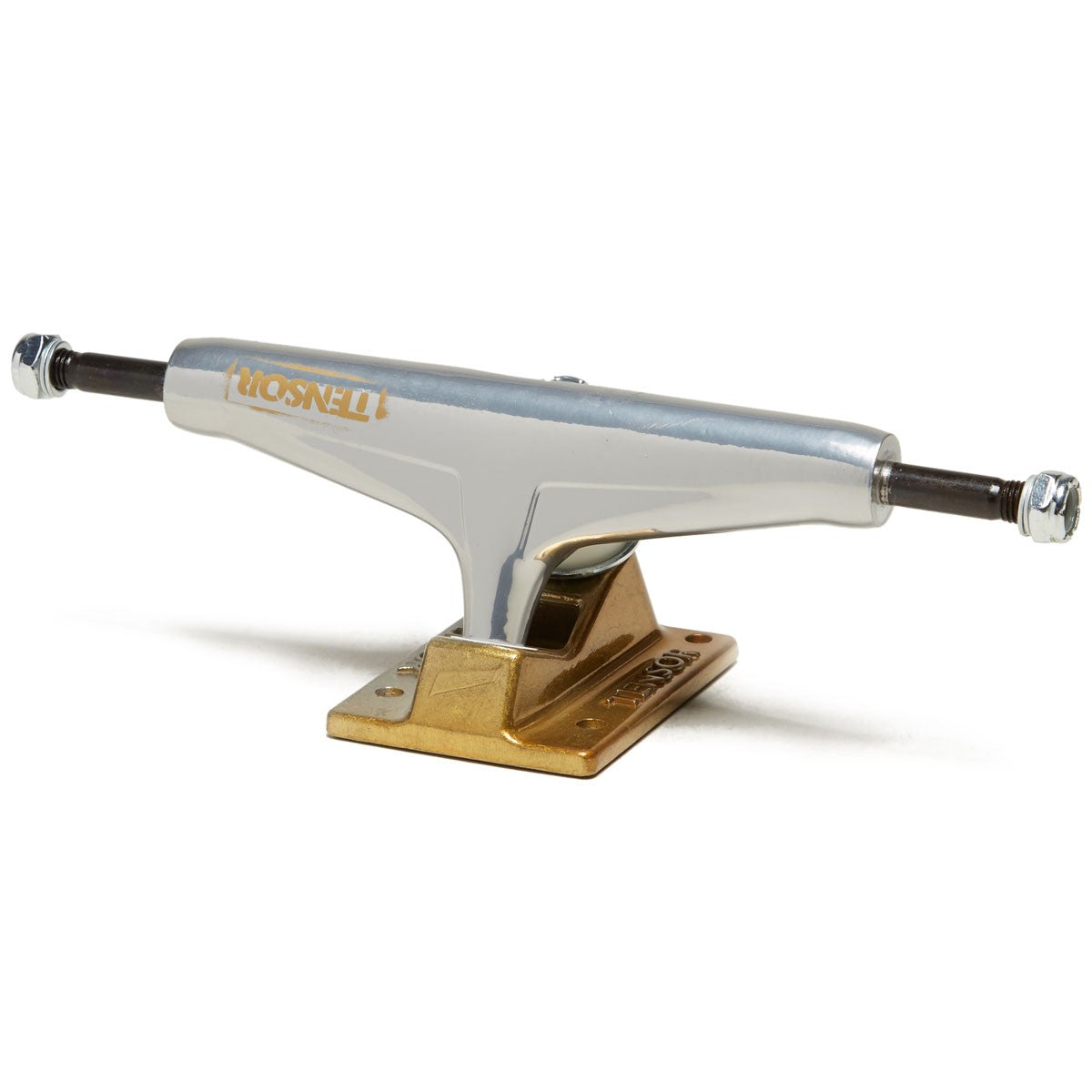 Tensor Skateboard Trucks Alum Stencil Mirror Raw/Gold Fade 5.5 Axles 8.25"