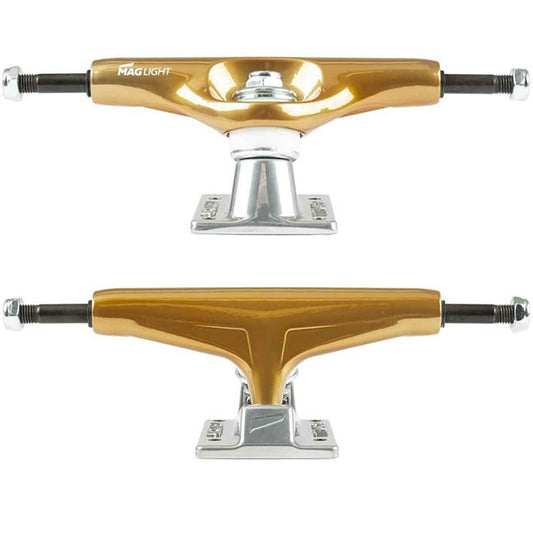 Tensor Skateboard Trucks Mag Light Glossy Gold/Silver 5.25" Hollow 8" Axles