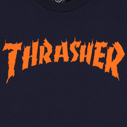 Thrasher Tee Neckface Burn It Down Navy Premium Skateboard Magazine T-Shirt