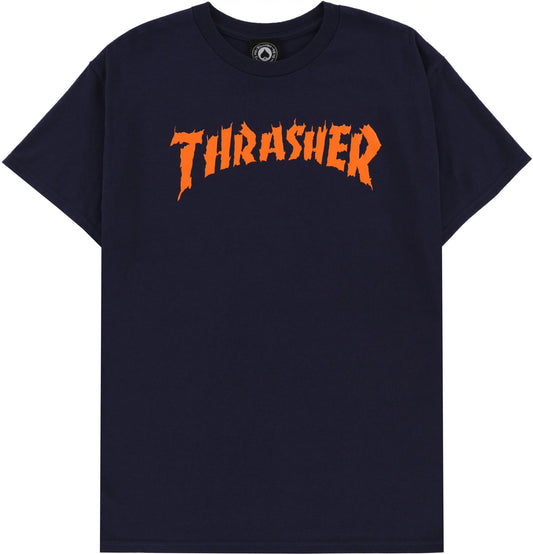 Thrasher Tee Neckface Burn It Down Navy Premium Skateboard Magazine T-Shirt