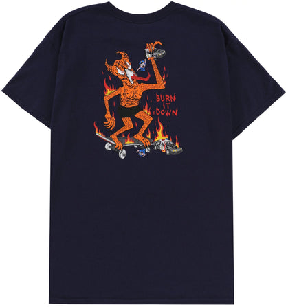 Thrasher Tee Neckface Burn It Down Navy Premium Skateboard Magazine T-Shirt