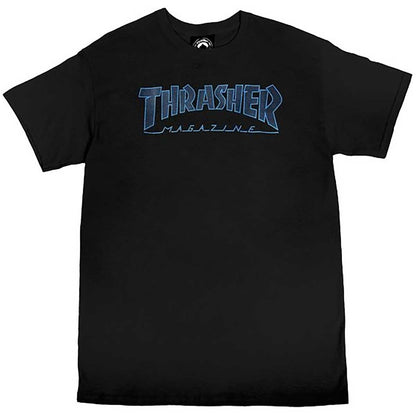 Thrasher Tee Outlined Black Premium Skateboard Magazine T-Shirt
