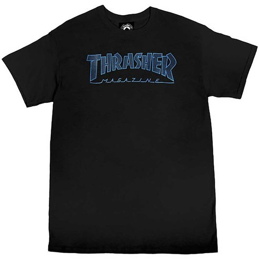 Thrasher Tee Outlined Black Premium Skateboard Magazine T-Shirt