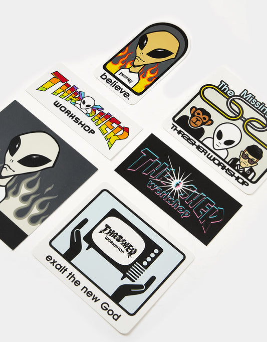 Thrasher Stickers x AWS Alien Workshop 5 Pack Assorted Skateboard decal Sticker