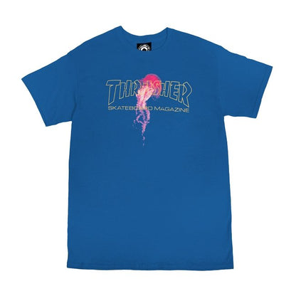 Thrasher Tee Atlantic Drift Royal Blue Premium Skateboard Magazine T-Shirt