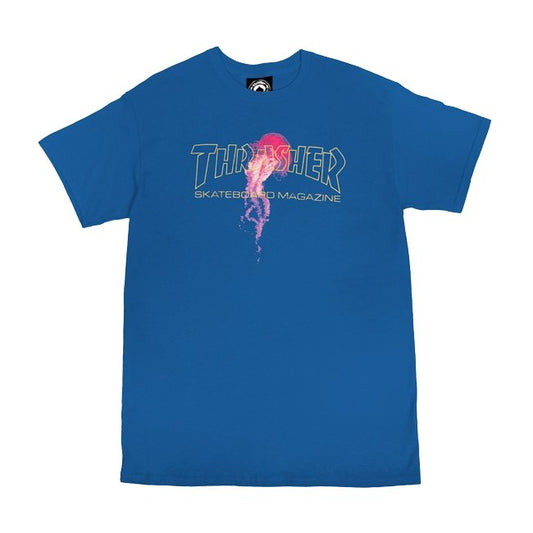 Thrasher Tee Atlantic Drift Royal Blue Premium Skateboard Magazine T-Shirt