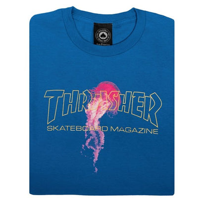 Thrasher Tee Atlantic Drift Royal Blue Premium Skateboard Magazine T-Shirt