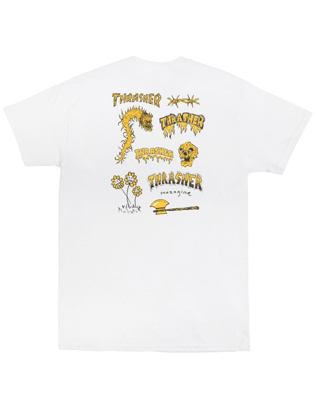Thrasher Tee Barbarian White Mike Gigliotti Premium Skateboard Magazine T-Shirt