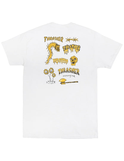 Thrasher Tee Barbarian White Mike Gigliotti Premium Skateboard Magazine T-Shirt