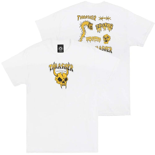 Thrasher Tee Barbarian White Mike Gigliotti Premium Skateboard Magazine T-Shirt