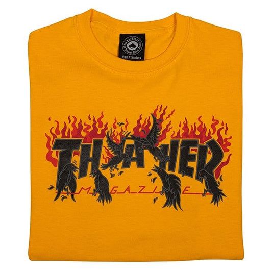 Thrasher Tee Crows Gold Premium Skateboard Magazine T-Shirt