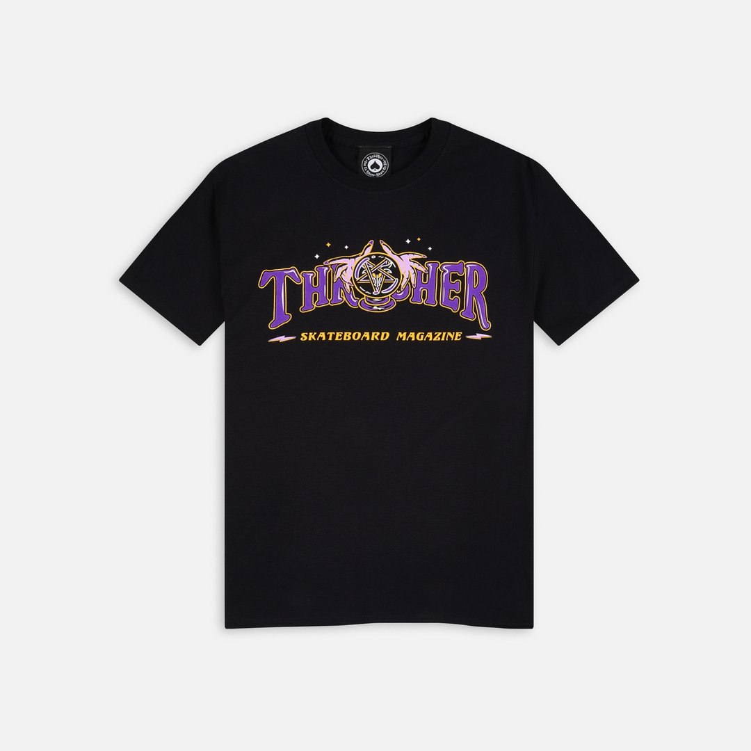 Thrasher Tee Fortune Black Premium Skateboard Magazine T Shirt