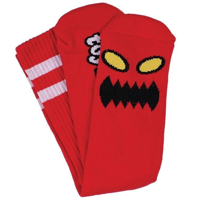 Toy Machine Socks Monster Face Red Osfm New Skateboard Sox