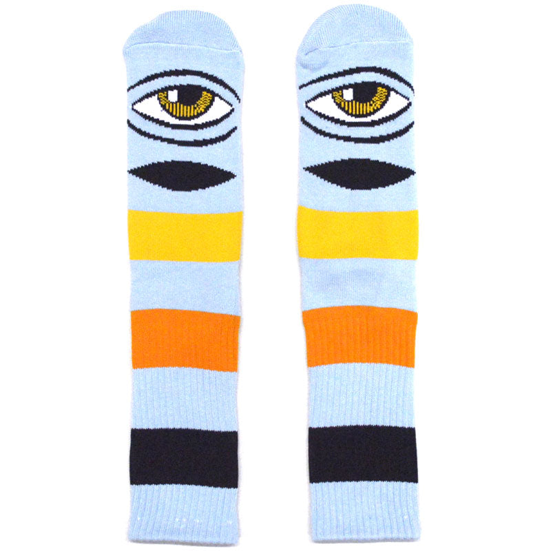 Toy Machine Socks Sect Eye Big Stripe Baby Blue OSFM New Skateboard Sox