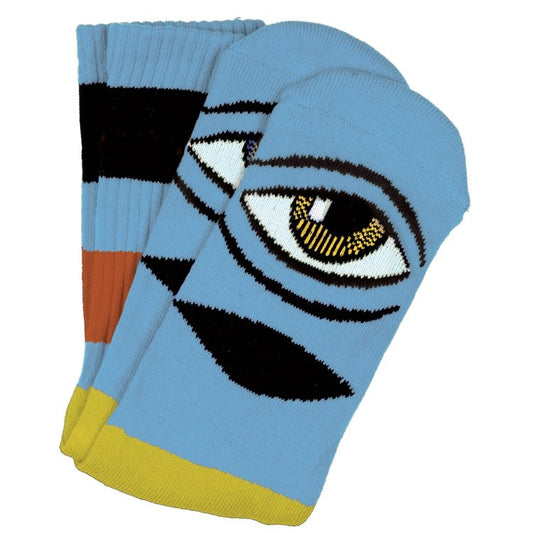 Toy Machine Socks Sect Eye Big Stripe Baby Blue OSFM New Skateboard Sox