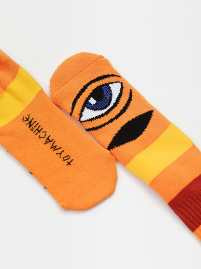 Toy Machine Socks Sect Eye Big Stripe Orange OSFM New Skateboard Sox