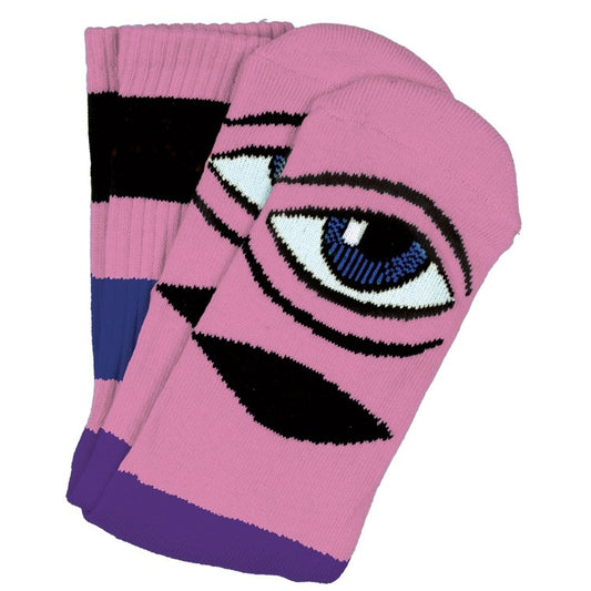Toy Machine Socks Sect Eye Big Stripe Pink OSFM New Skateboard Sox