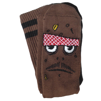 Toy Machine Socks Vato Poo Poo Head Brown OSFM New Skateboard Sox