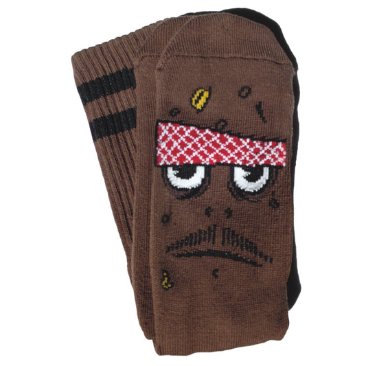 Toy Machine Socks Vato Poo Poo Head Brown OSFM New Skateboard Sox