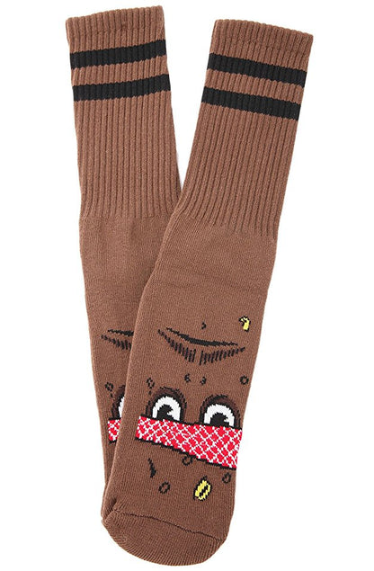 Toy Machine Socks Vato Poo Poo Head Brown OSFM New Skateboard Sox