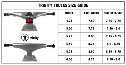 Trinity Skateboard Trucks & Wheels Combo 52mm 6 Raw / Black 8.75" Axles