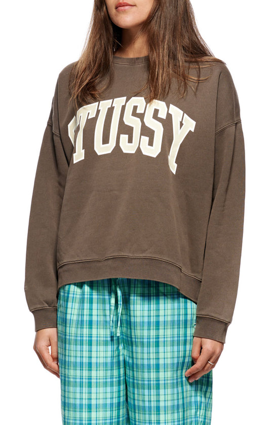 Stussy Womens Campus Oversized Crew Jumper Brown